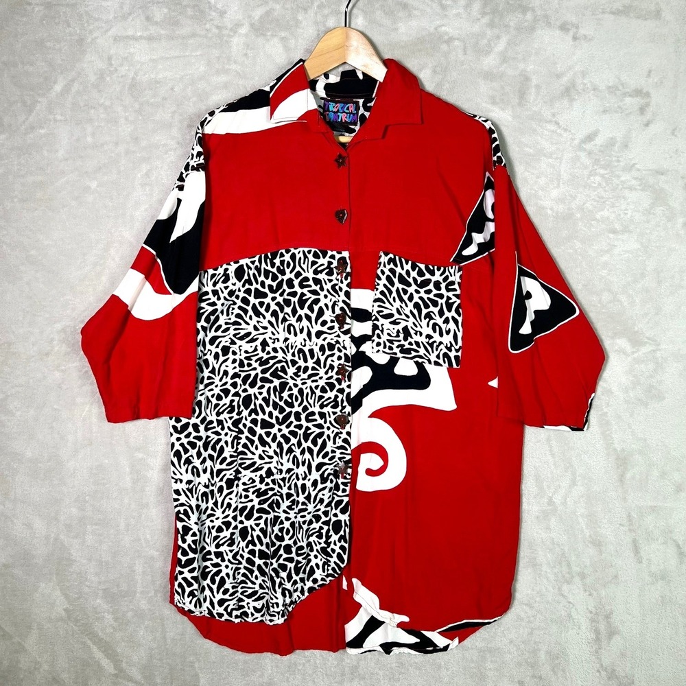 Tropical Tantrum Blouse O/S S M L‎ XL 1X AMAZING Colorful Batik WILD Shirt Top